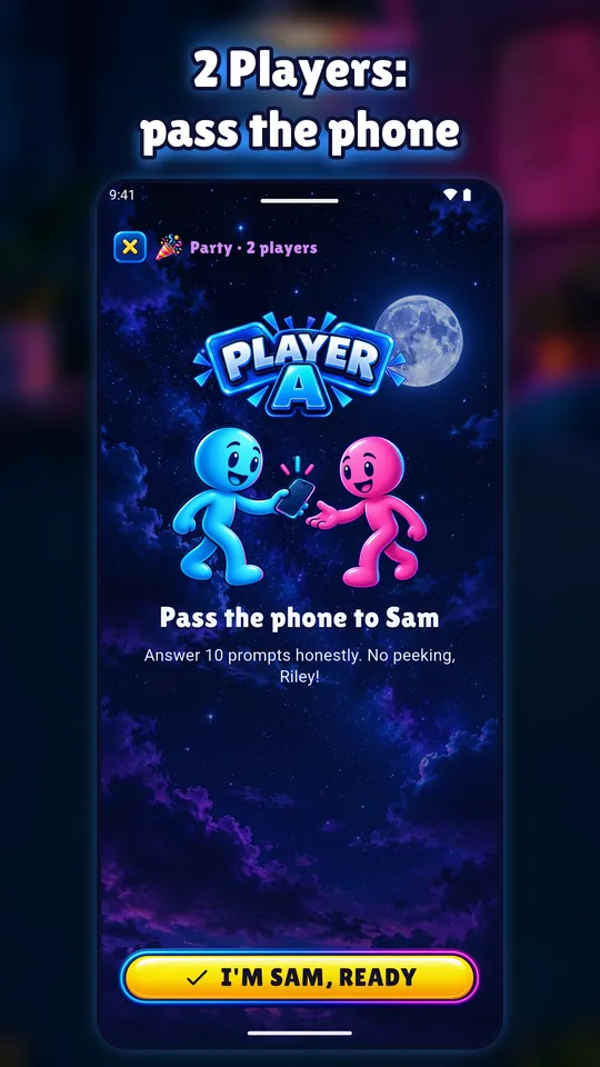 Two-player pass-the-phone screen