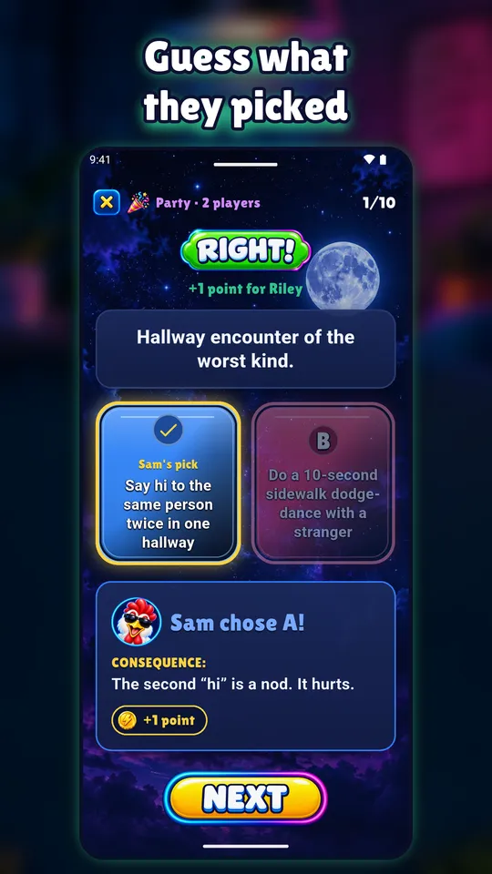 Answer reveal screen