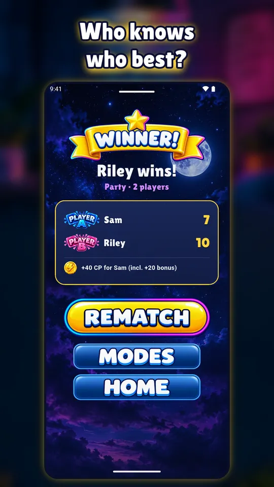 Two-player winner screen